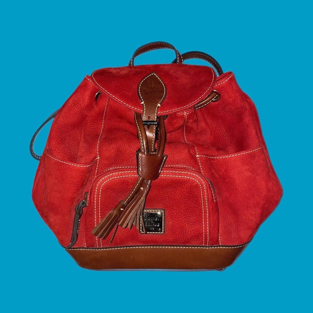 DONNEY & BOURKE M Murphy Backpack Orange Red Nubuck Leather